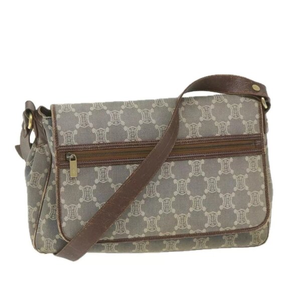 CELINE Paris Macadam Canvas Shoulder Bag Blue Auth - Picture 1 of 16